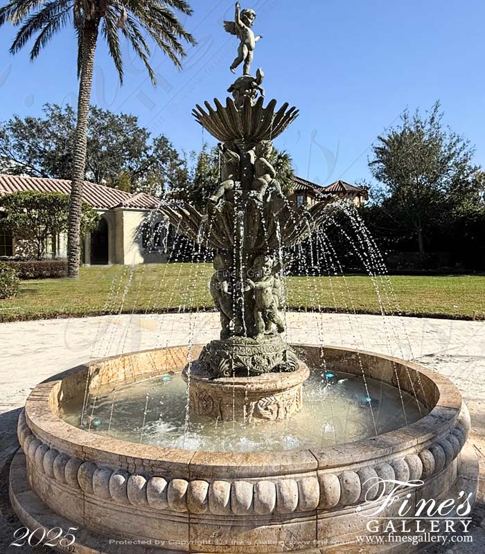 Cherub on Turtle Pedestal Fountain