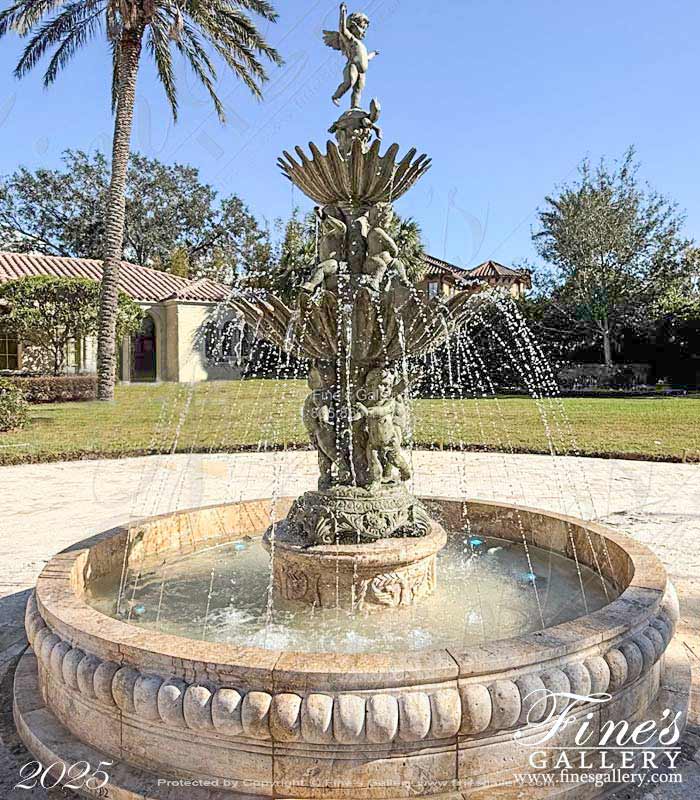 Cherub on Turtle Pedestal Fountain