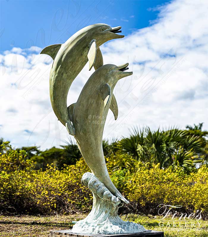 84 Inch Twin Patina Dolphins Bronze Fountain