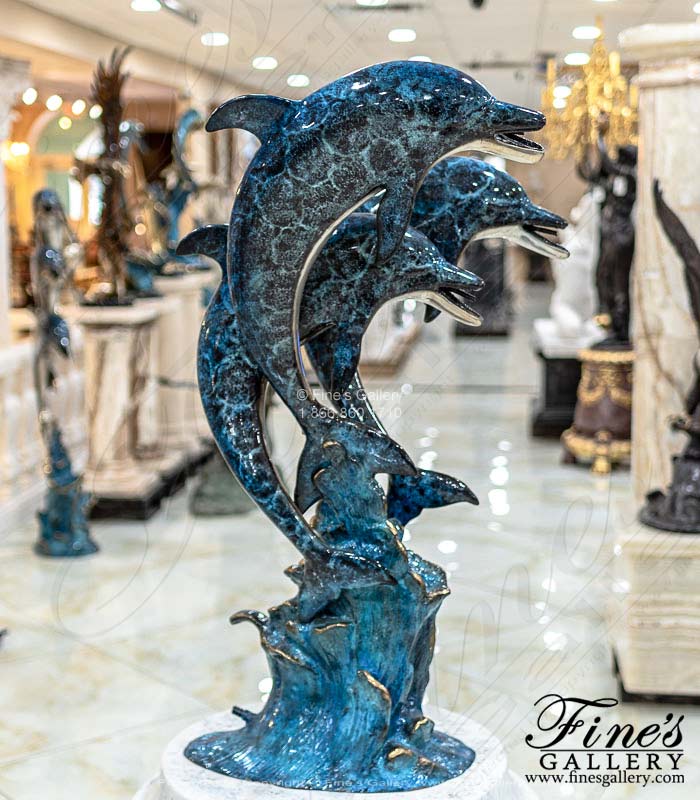 Three Bronze Dolphins Fountain