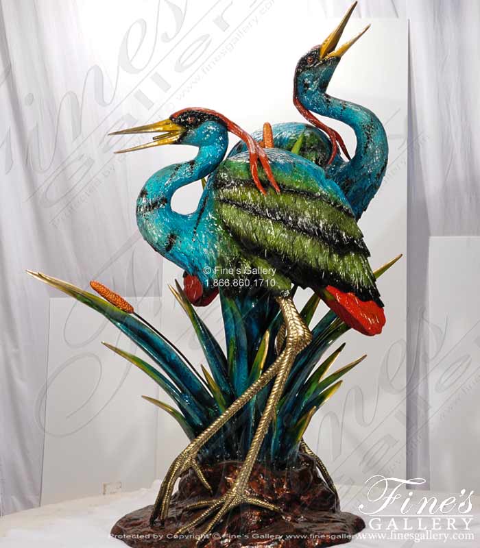 Blue Green Bronze Herons Fountain