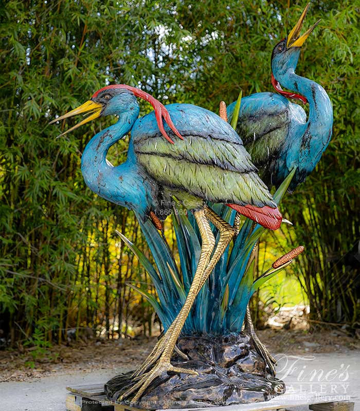 Blue Green Bronze Herons Fountain