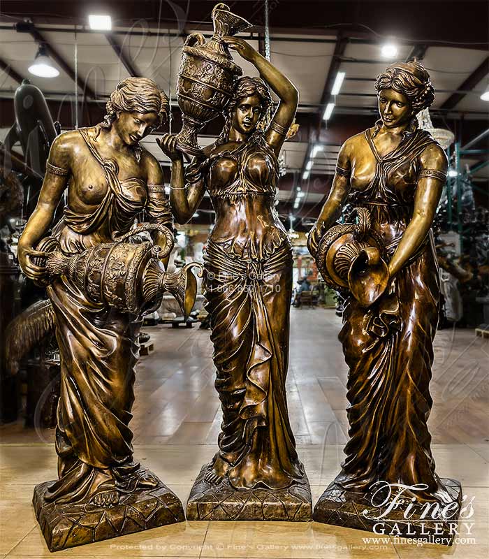 Three Bronze Maidens Fountain Set