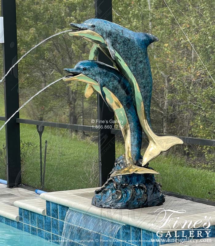 62 Inch Bronze Dolphins Fountain