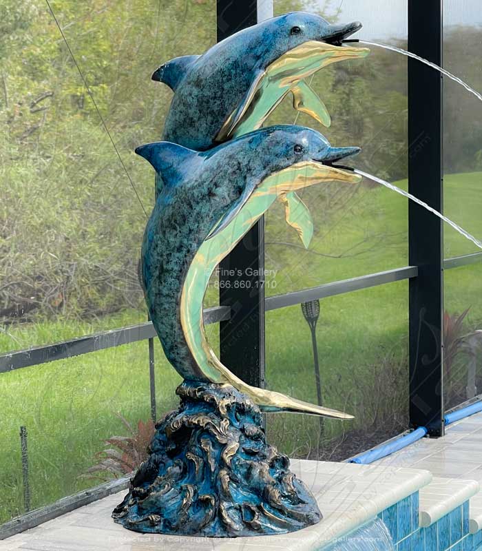 62 Inch Bronze Dolphins Fountain