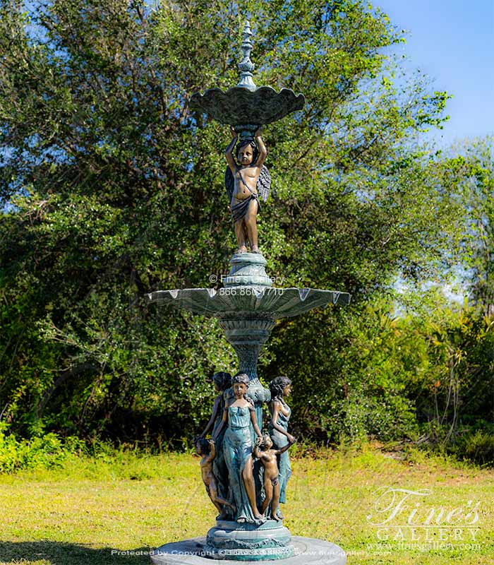 Maidens and Cherubs Bronze Tiered Fountain