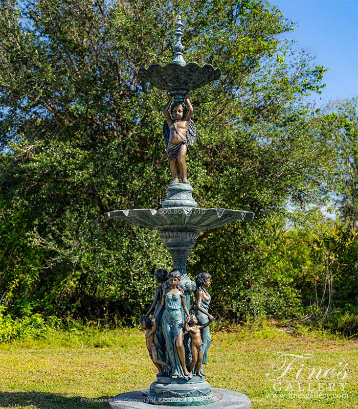 Maidens and Cherubs Bronze Tiered Fountain