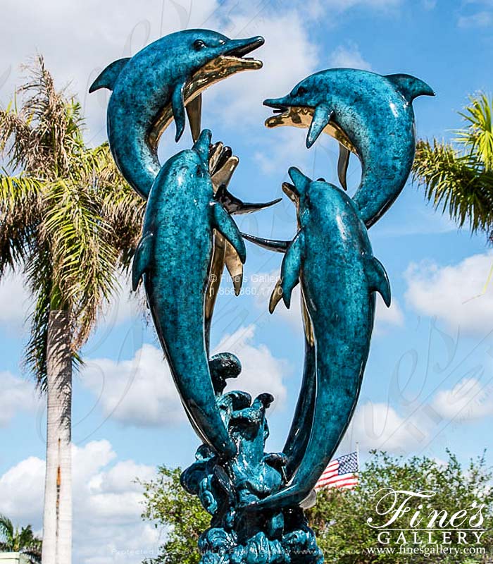 84 Inch Tall Bronze Dolphins Fountain