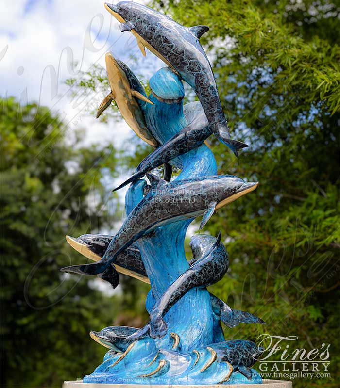 Oversized Bronze Dolphins Fountain