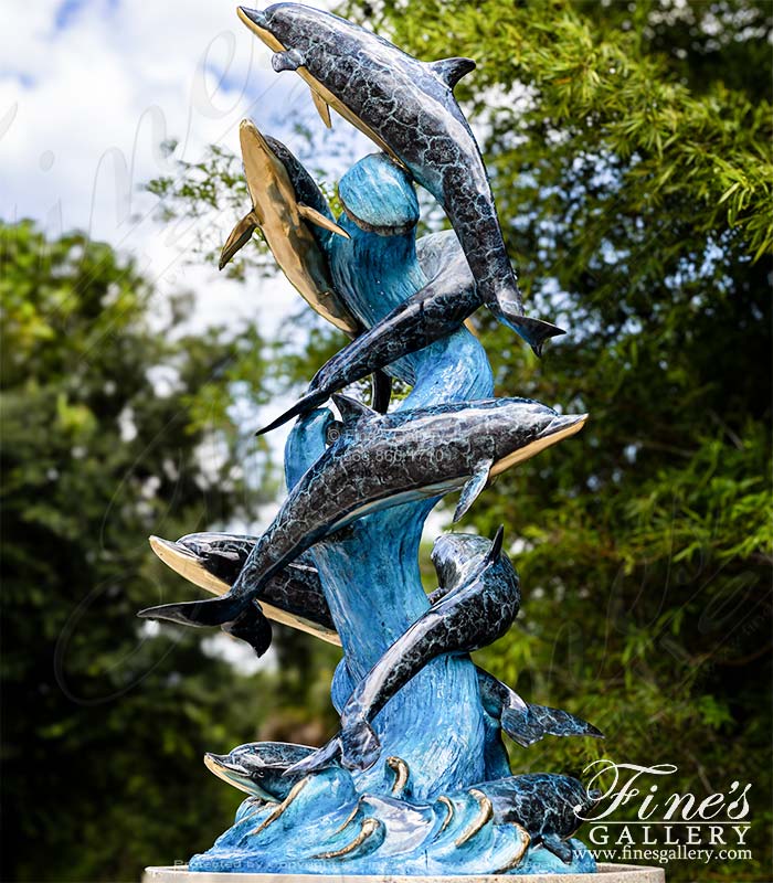 Oversized Bronze Dolphins Fountain