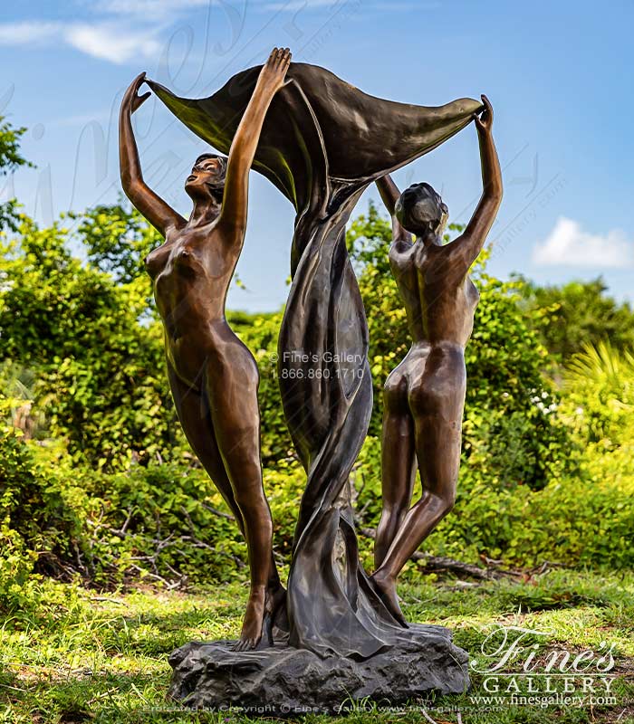 Art Deco Bronze Nude Women Fountain 