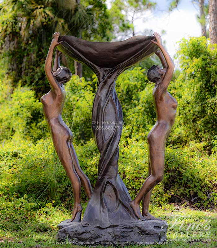 Art Deco Bronze Nude Women Fountain 