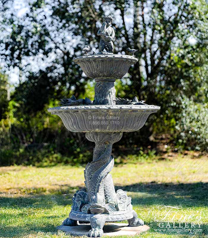 Vintage Tiered Fountain in Patina Bronze 