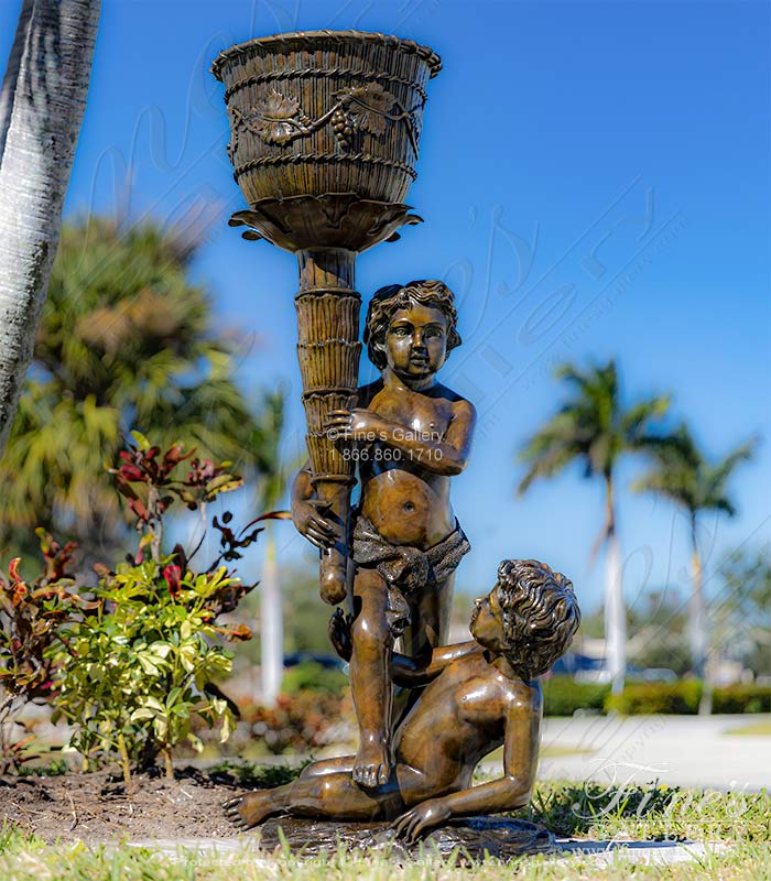 Twin Boys Bronze Planter