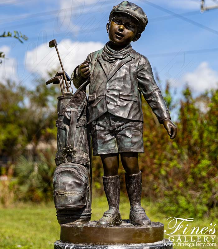 Young Child Golfer Bronze Statue