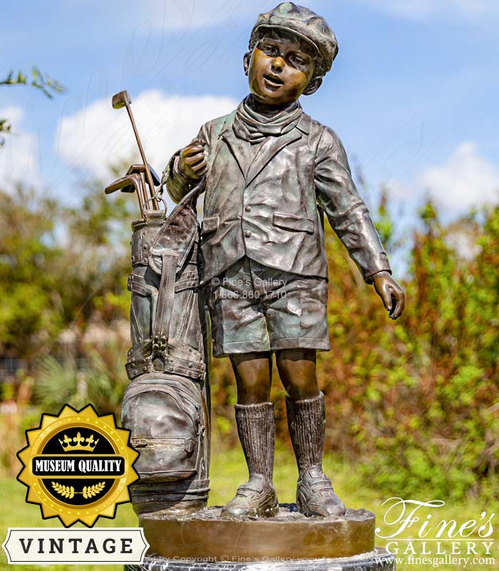 Young Child Golfer Bronze Statue