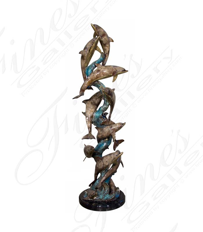 Social School of Dolphins Bronze Statue