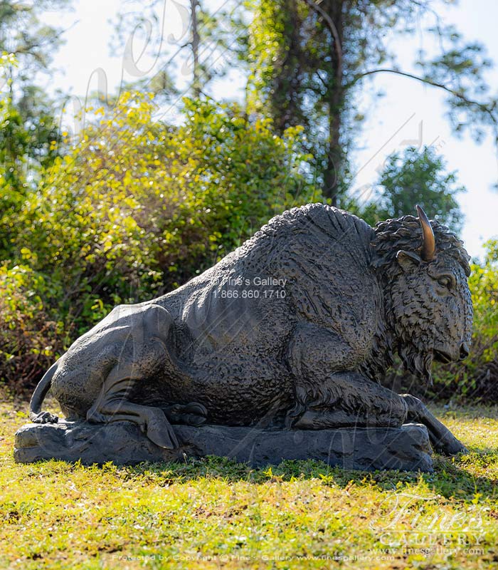 Resting Bronze Bison Statue