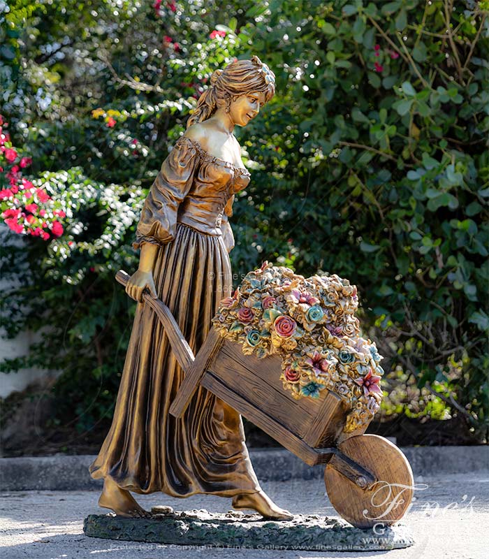 'Cast Bronze' Lady Wheelbarrel