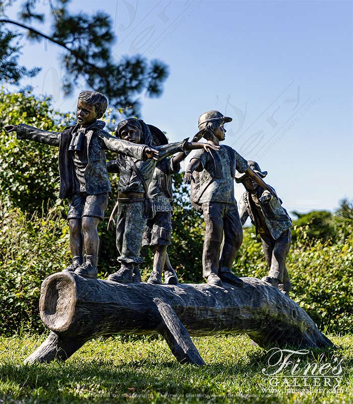 Five Kids On Tree Stump