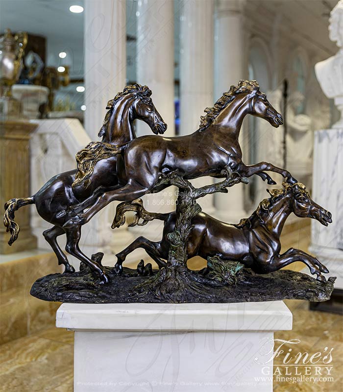 Three Bronze Horses Sculpture