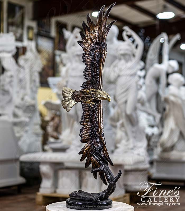 Soaring Eagle Bronze Statue with Marble Plynth