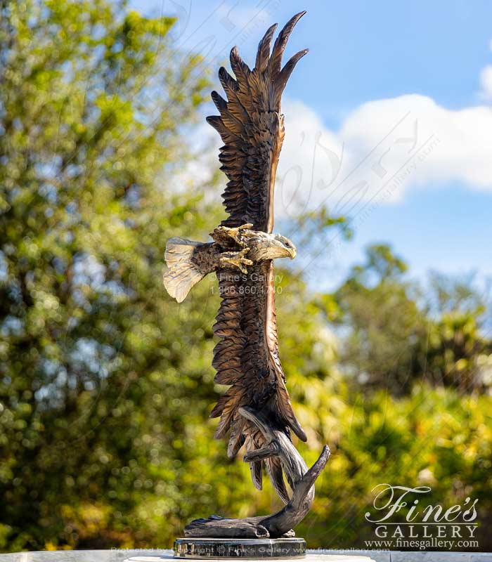 Soaring Eagle Bronze Statue with Marble Plynth