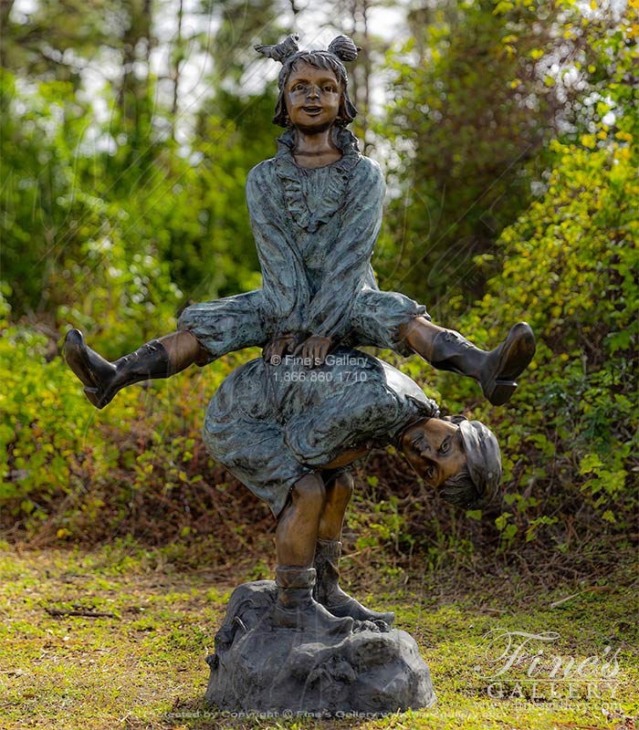 Child Leapfrog Themed Statue in Bronze