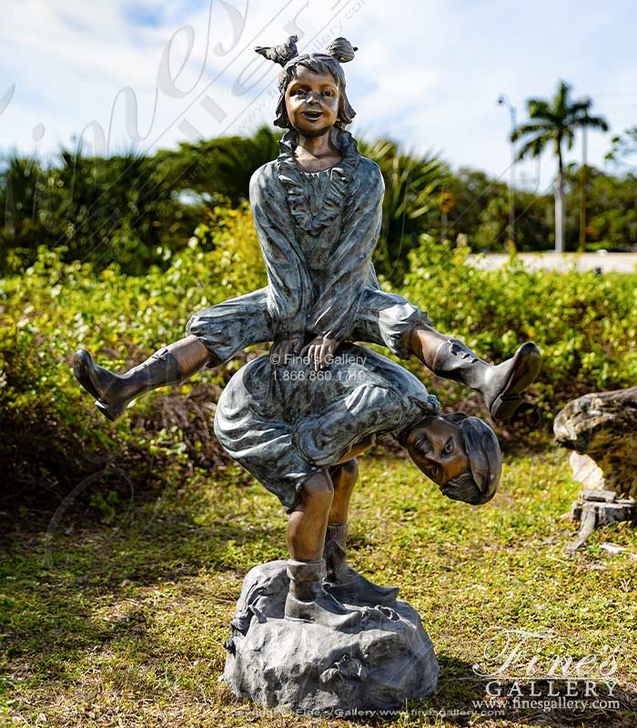 Child Leapfrog Themed Statue in Bronze