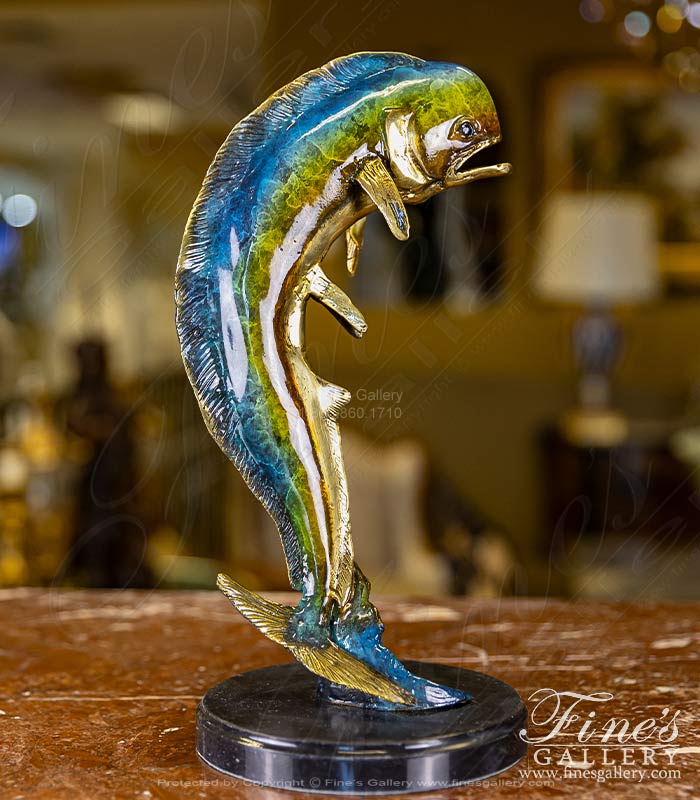 Mahi Mahi Statue in Enameled Bronze