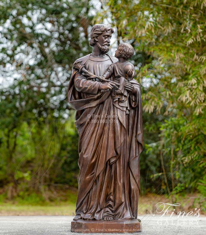 St Joseph with Baby Jesus in Bronze at 48 Inches Tall