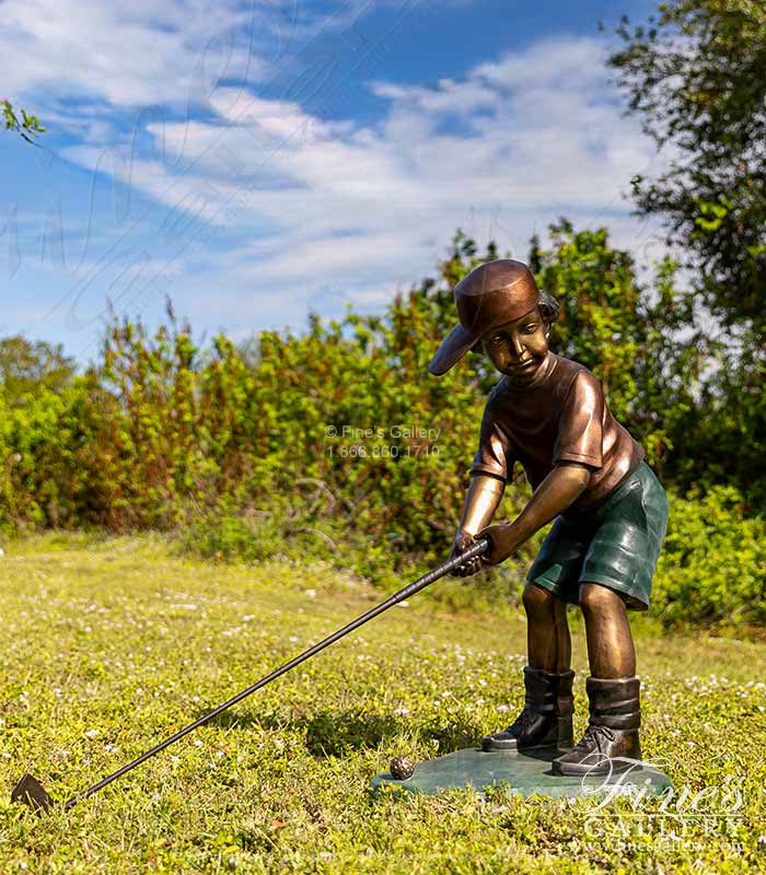 Bronze Statue of Young Golfer