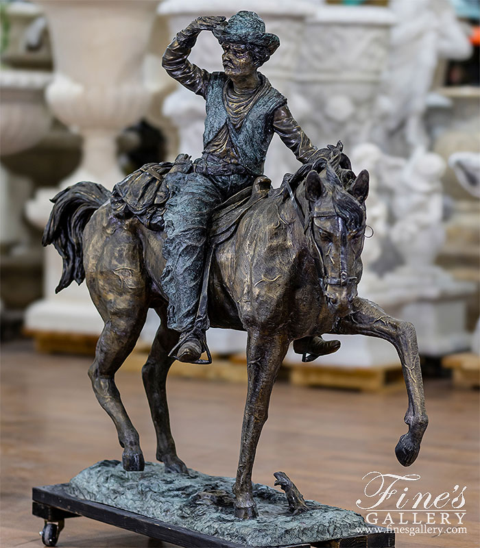 Oversized Remington Style Bronze Cowboy with Horse Statue