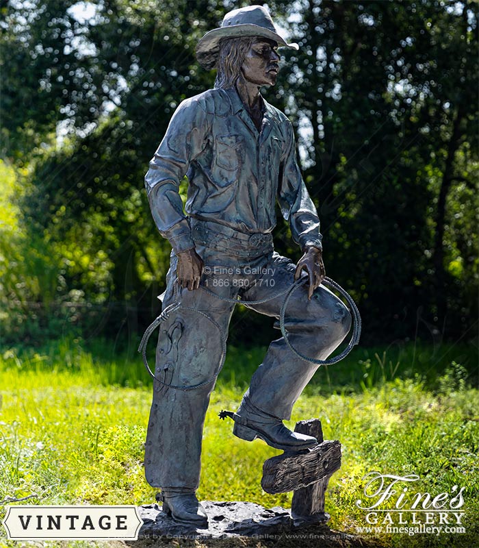 A Vintage Bronze Cowboy Statue