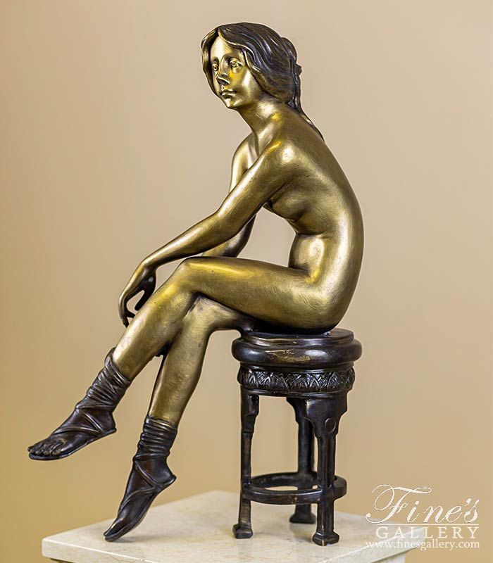 Partially Nude Female Bronze Statue