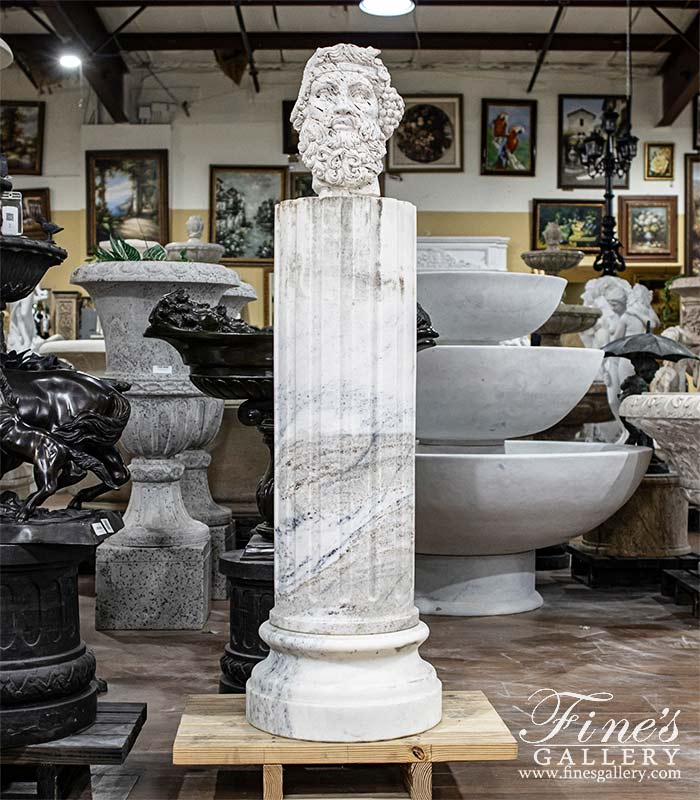 Italian Travertine Dionysus Wine God Bust