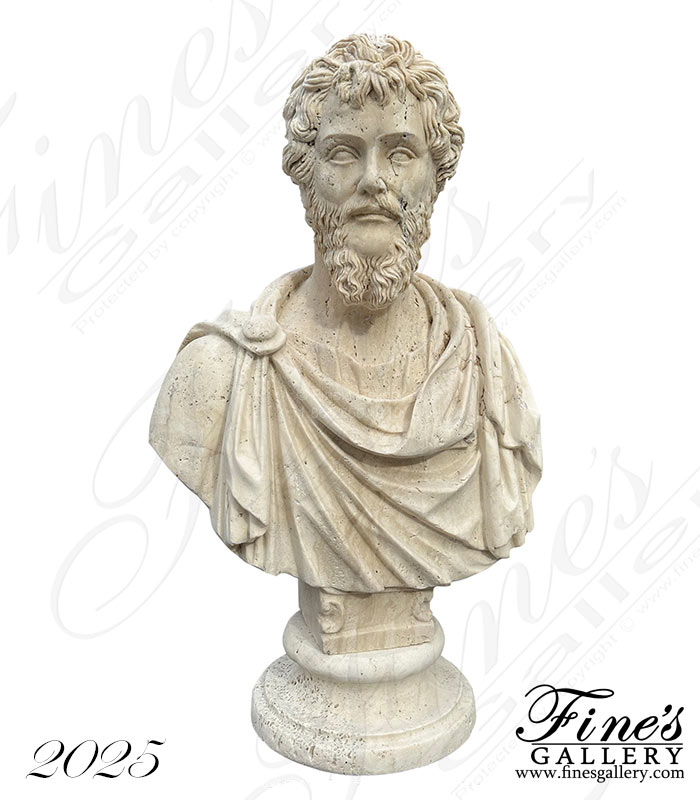 Ancient Roman Emperor Lucius Septimius Severus in Italian Travertine