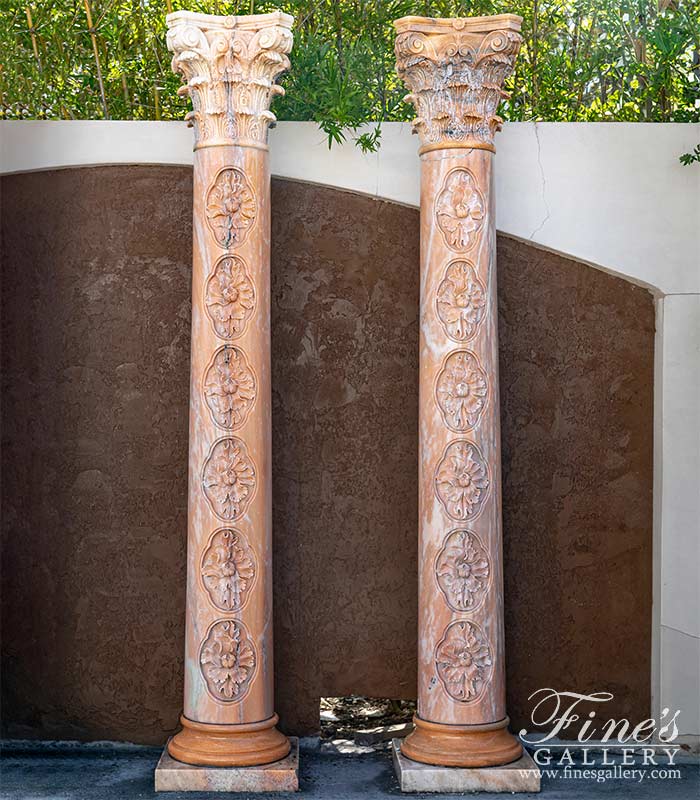 Ornate Decor Marble Column Pair