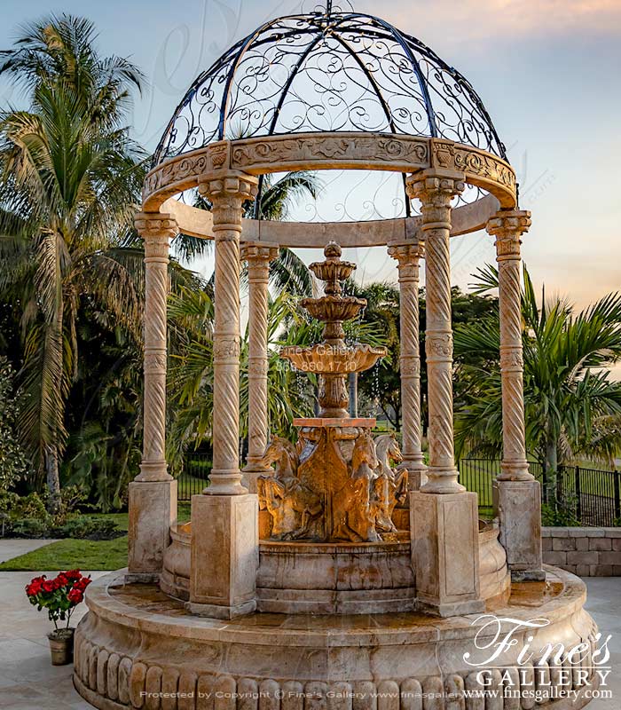 Pegasus Themed Granite Gazebo Fountain