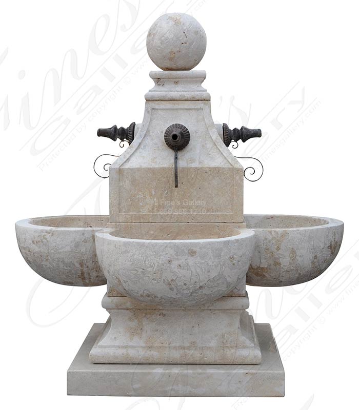 French Style Fountain in Light Travertine