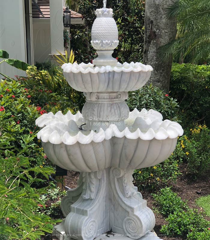  Luxurious Two Tiered White Marble Fountain