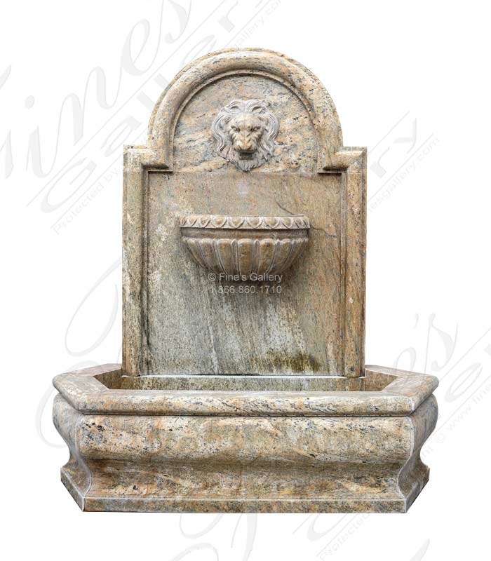 Lion Themed Wall Fountain in Solid Granite