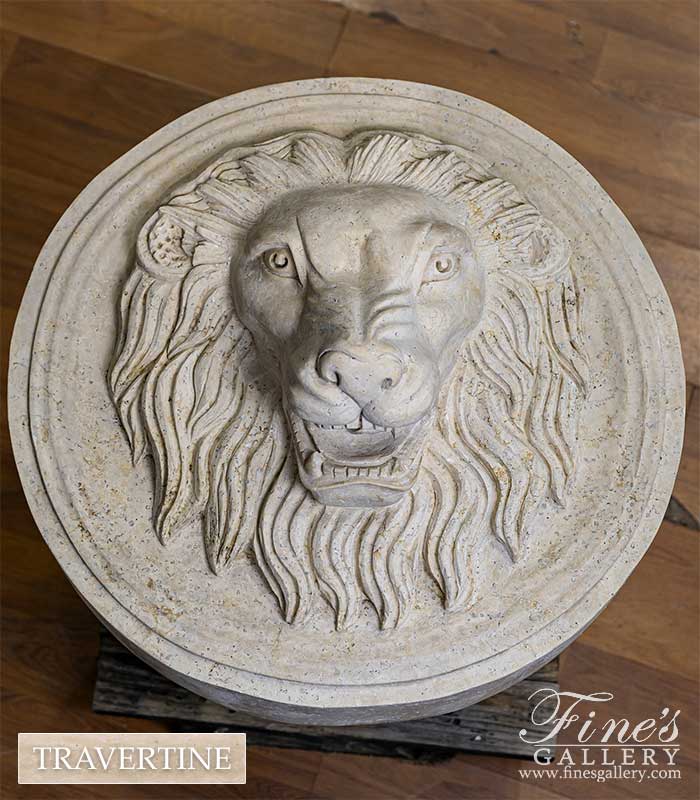 Lion Head Medallion in Classic Light Travertine