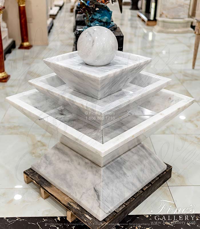 Contemporary White Marble Fountain with Polished Finish