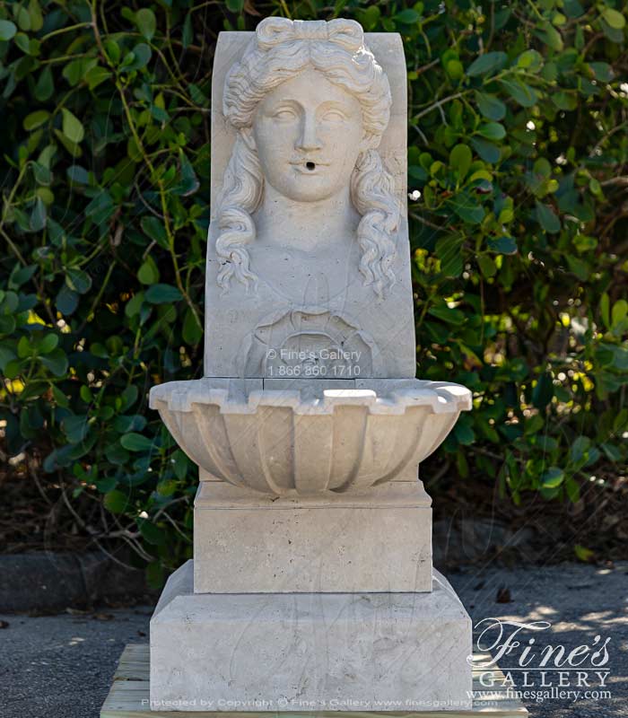 Roman Lady Fountain In Hand Carved Italian Travertine