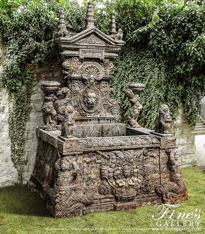 Kings Castle Antique Gray Natural Stone Wall Fountain