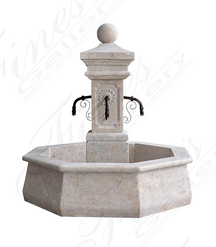 Old World Travertine and Bronze Fountain Feature