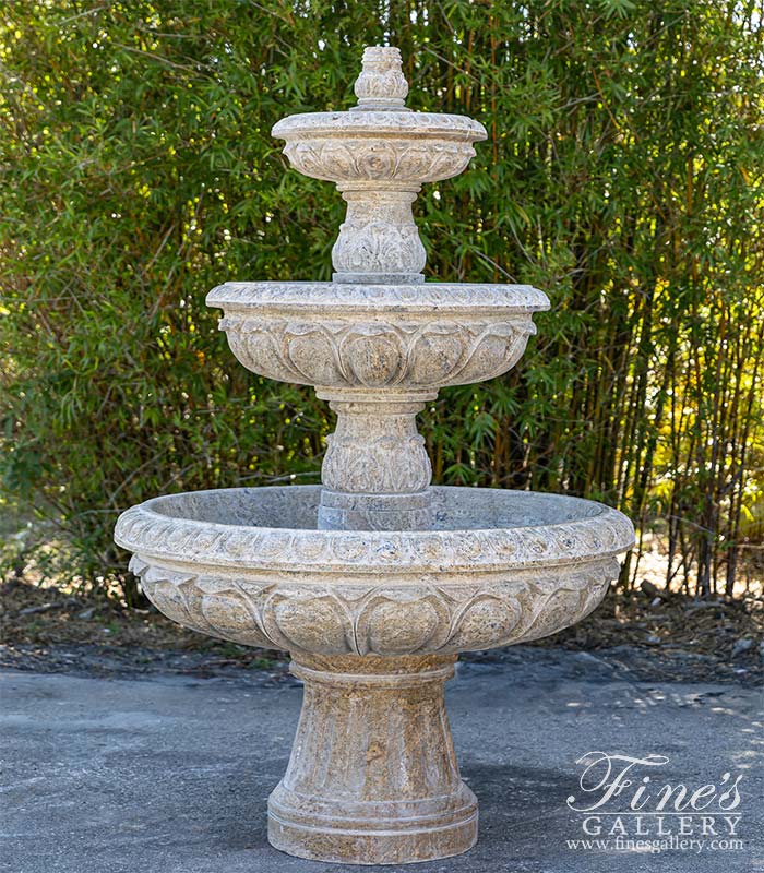 Stunning Three Tiered Fountain in Solid Hand Carved Granite