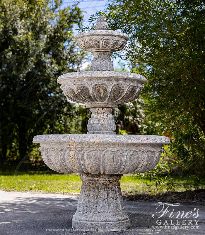 Stunning Three Tiered Fountain in Solid Hand Carved Granite