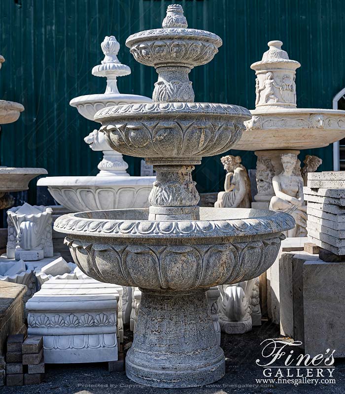 Egg and Dart Style Fountain in Earth Toned Granite